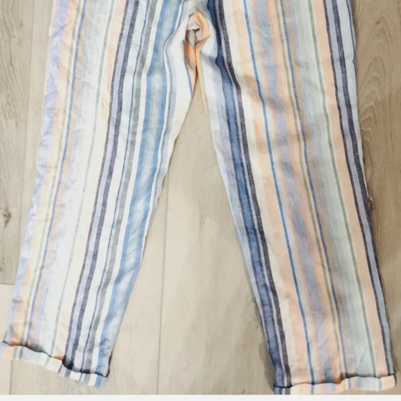 NEW CASLON High Rise Stripe Tie Waist Pants In Blue-Coral Multi Stripe,SZ: S(4-6 - Picture 4 of 6